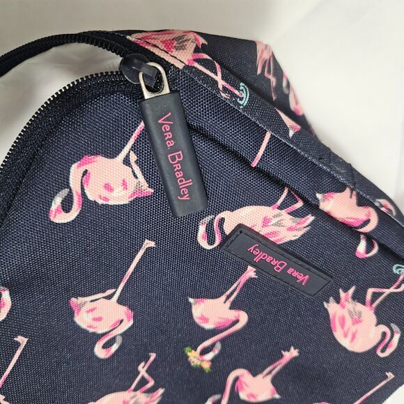 Vera Bradley Flamingo Lunch Tote Bag Insulated Zipper Lunchbox Pink and Navy - Picture 4 of 8